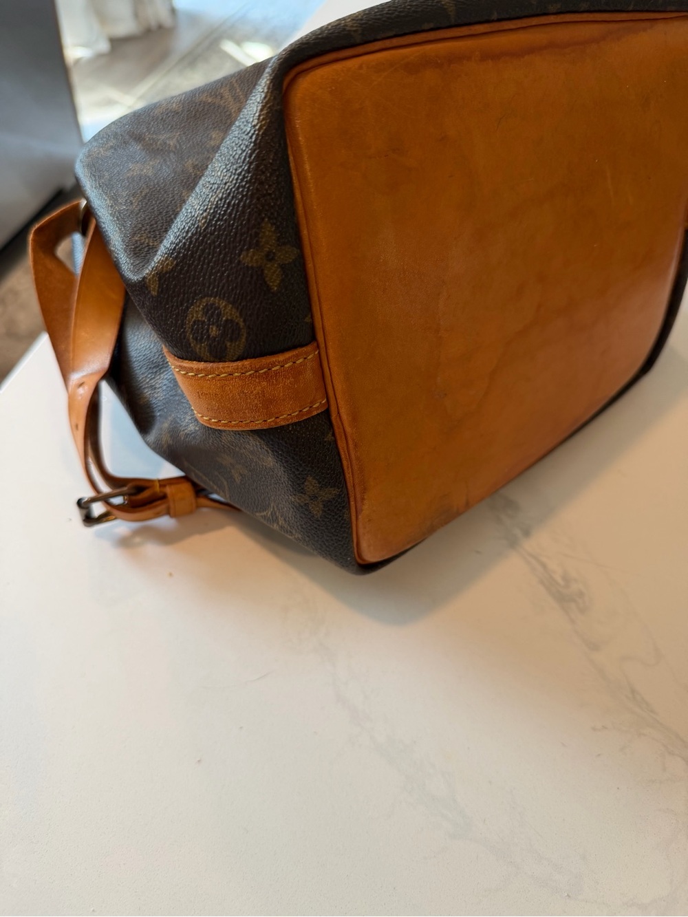 Louis Vuitton Monogram Canvas Bucket Bag with Tan Leather Trim - Picture 7 of 8